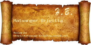 Hatvanger Brigitta névjegykártya